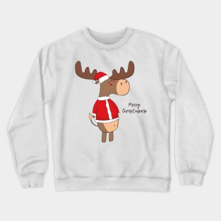 Merry Christmoose, Funny Cute Christmas Moose Crewneck Sweatshirt